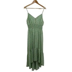 Sweet Storm Junior's Size XL Dress Green Floral Hi Low Daisy Daisies